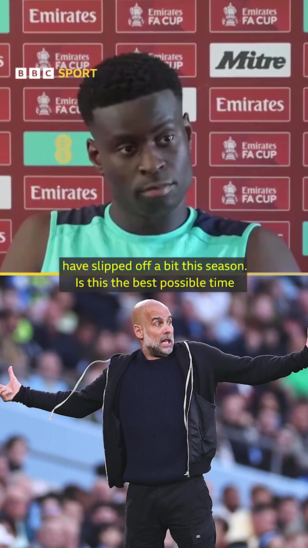 被问曼城掉队话题，格伊黑人问号脸：掉了吗？这不踢决赛呢吗？