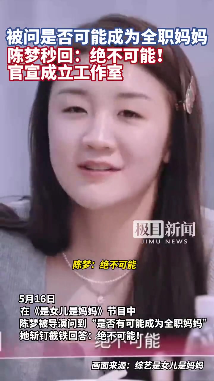 是否有可能成为全职妈妈？陈梦秒回：绝不可能，女性在家里很辛苦